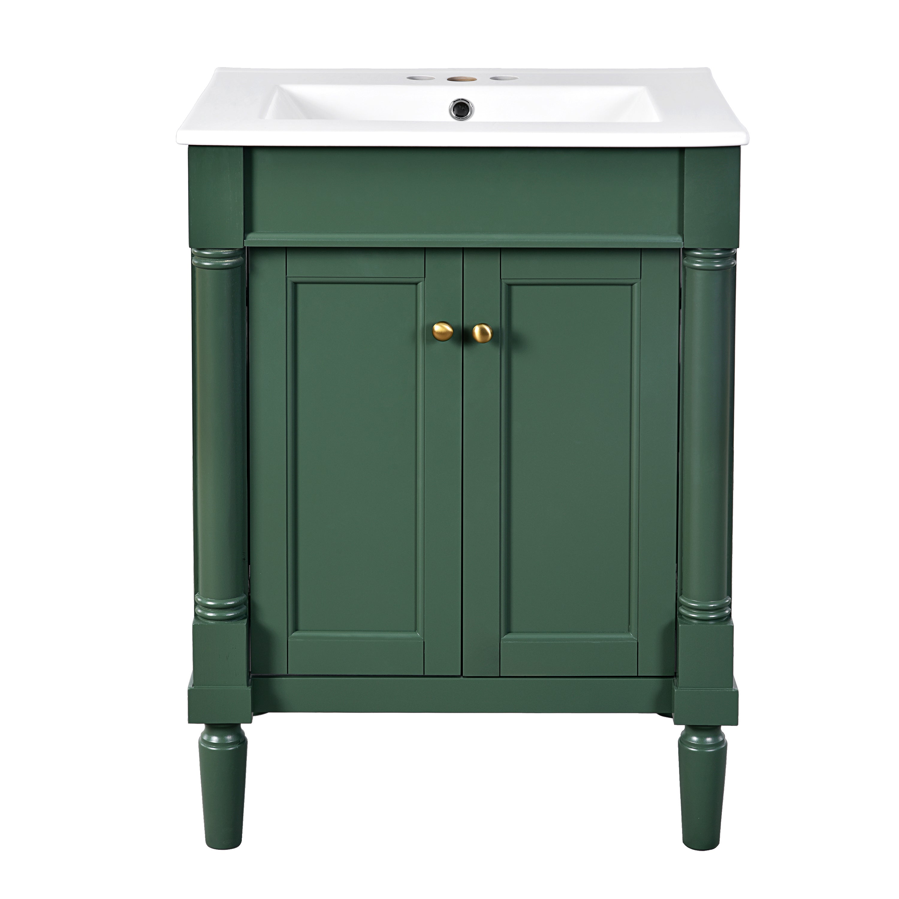 VanityFus 24-in Green Bathroom Vanity Single Sink Combo with Ceramic Top Undermount 2 Soft Close Doors